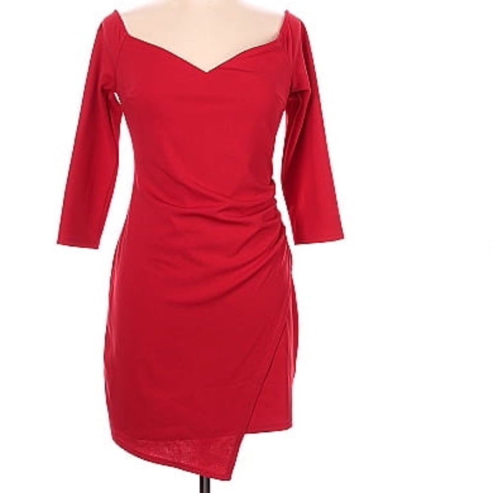 Red three quarter length red mini dress LuLus NWT large